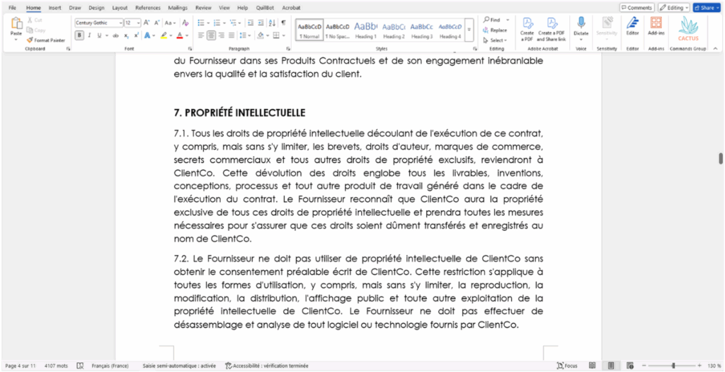 Contrat word